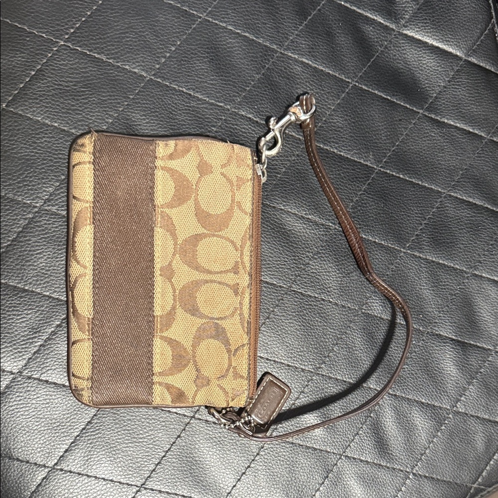 Coach Brown and Tan Wristlet